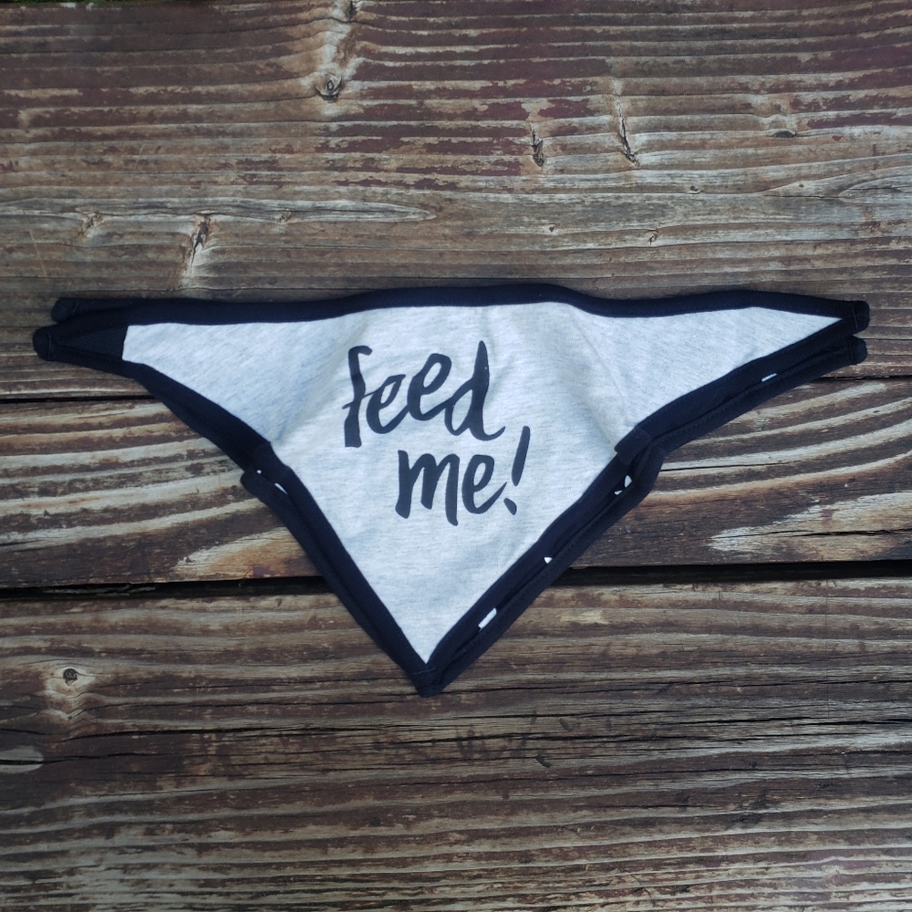 First Impressions (2) Velcro Bibs - 'Feed Me' & Stars Designs